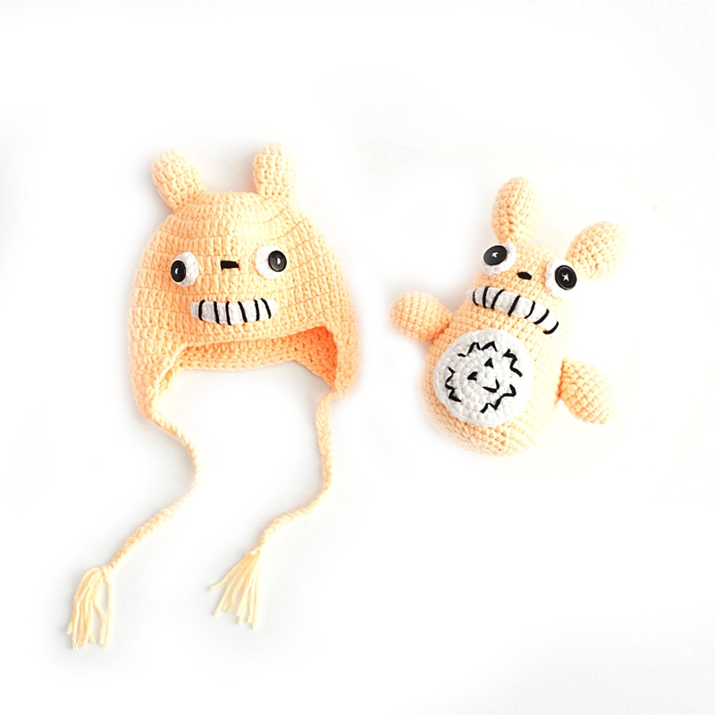 Set 2 Mũ Beanie Dệt Kim Đính Tai Thú Dễ Thương Làm Phụ Kiện Chụp Ảnh Cho Bé Sơ Sinh