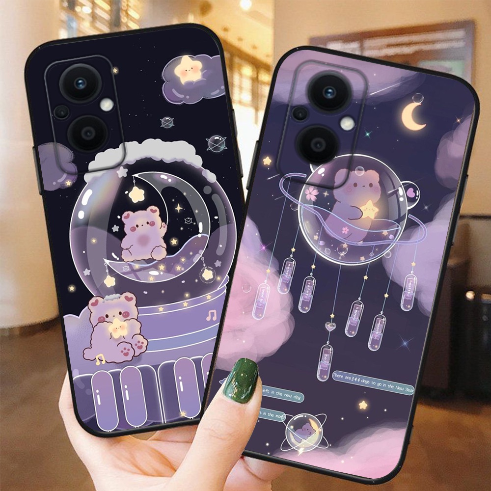Ốp lưng điện thoại oppo reno 8z bộ gấu tím may mắn