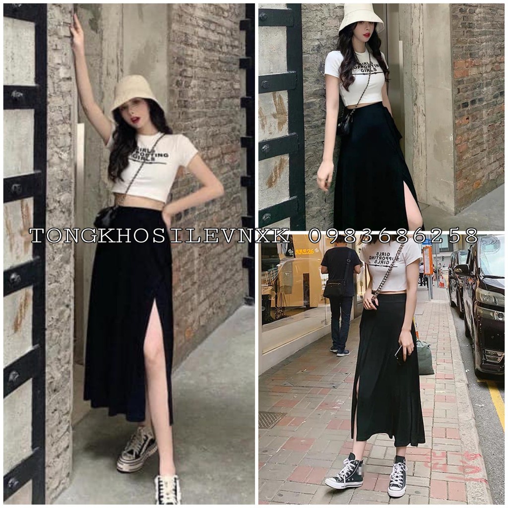 SET ÁO CROPTOP GIRL MIX CHÂN VÁY UMI HOT