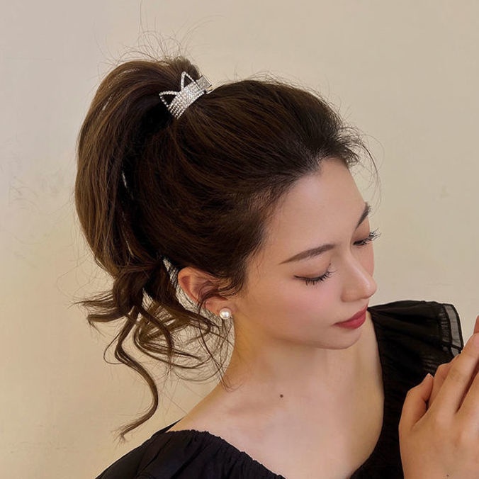 ✨✨Kẹp Tóc Đuôi Ngựa Hình Tai Mèo Đính Đá Dễ Thương Thời Trang Cho Nữ Mã 2022