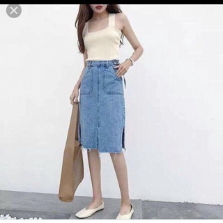 Chân váy bò đơn C Ngọc Tiền