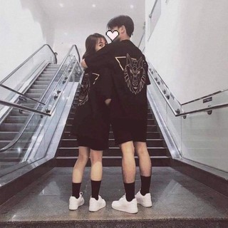 Áo thun tay lỡ unisex đầu sói