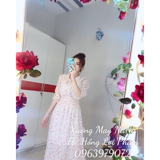 Đầm maxi hoa nhí cột nơ (hình thật - video)