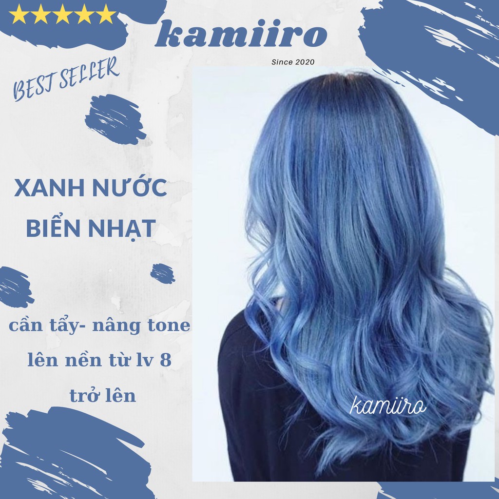 [ TẨY + PHỦ BÓNG ] Thuốc nhuộm tóc XANH KHÓI - LIGHT BLUE SEA