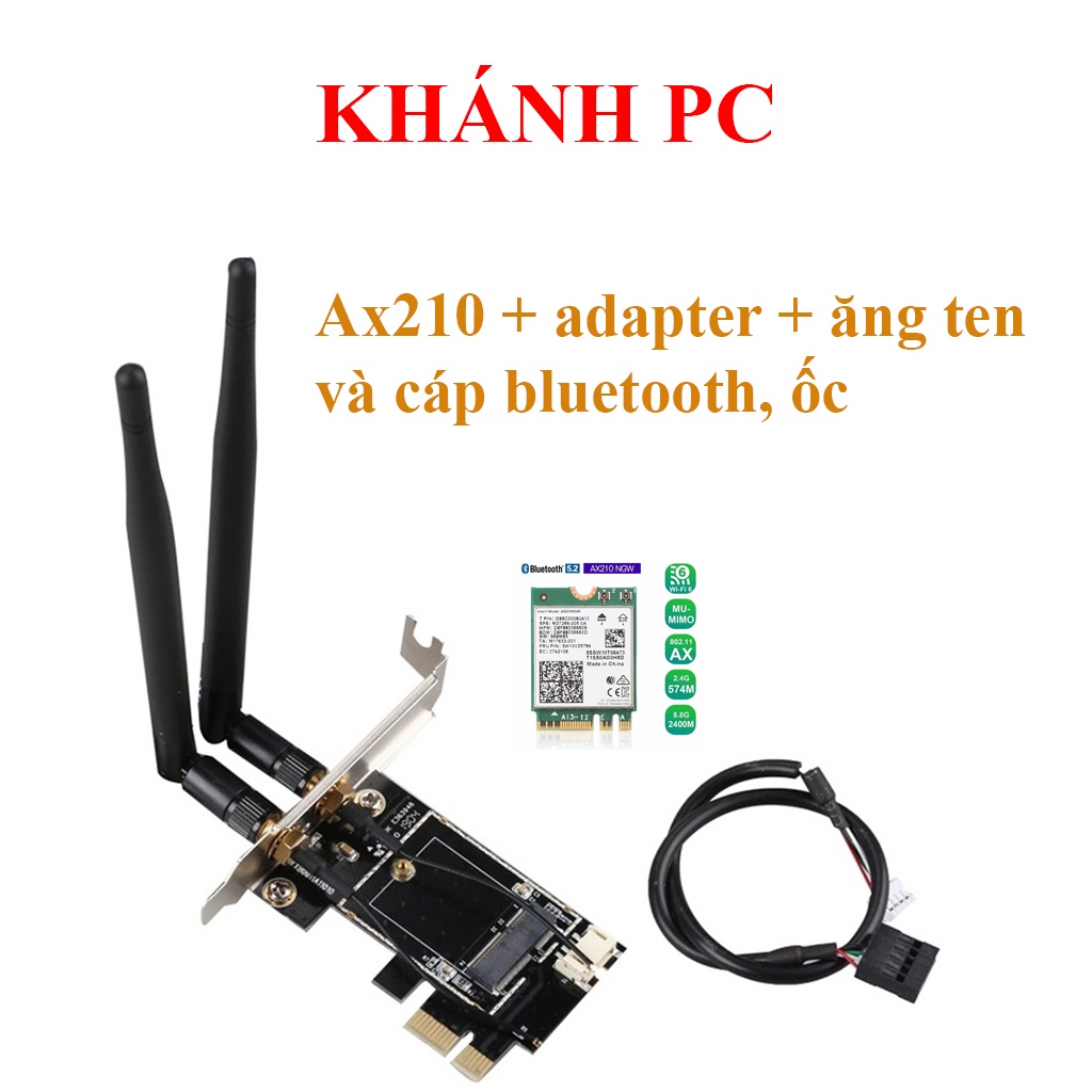 Card Wifi Intel AX210 AX200 AC9260 khe M2 key E cho laptop hoặc máy tính bàn - Thiết bị thu wifi, bluetooth cho máy tính