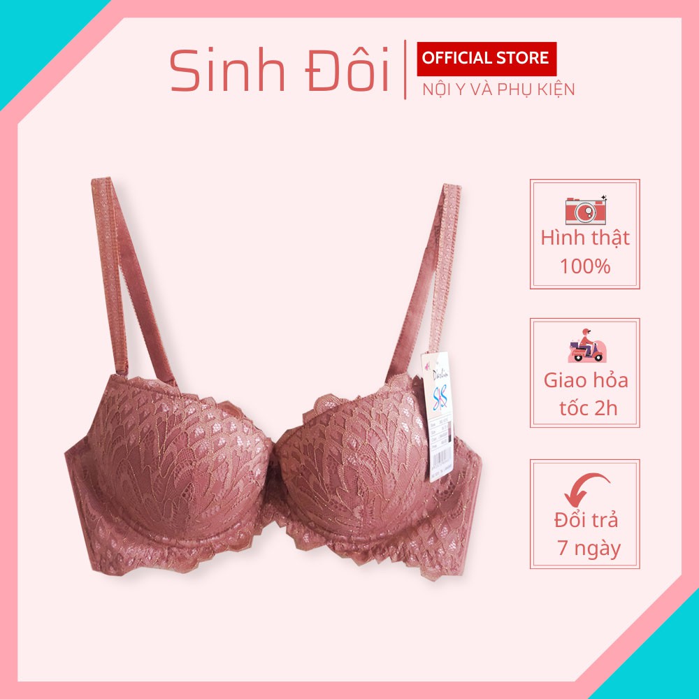 Áo ngực nữ ren nâng ngực tạo khe Darlin 318 có gọng cúp xéo mút dày mềm mịn size 32-34-36-38 cho nữ mặc áo dài