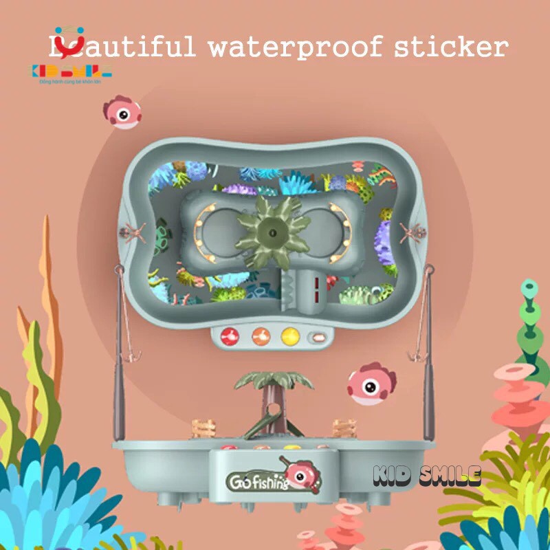 Đồ chơi trẻ em câu cá câu vịt dùng pin có nhạc, dòng bể nước nước chảy tự động 21 chi tiết chất liệu nhựa ABS cao cấp, đ