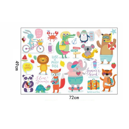 Decal trang trí tường - Thú Du Lịch Vui Chơi
