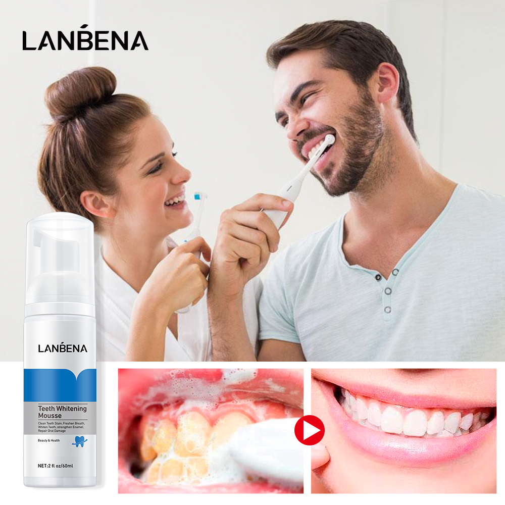 LANBENA Kem đánh răng và nước súc miệng hai trong một làm sạch/trắng răng 60ml