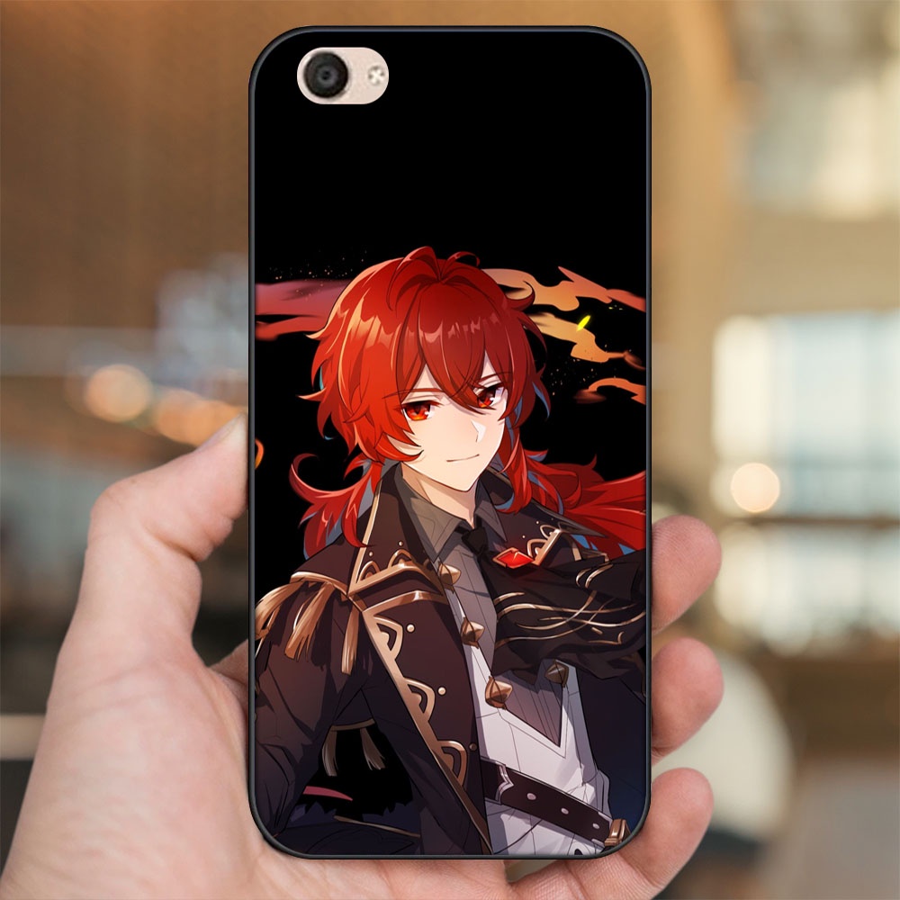 Ốp lưng Vivo V5, V5 Plus viền đen in hình Diluc Genshin Impact