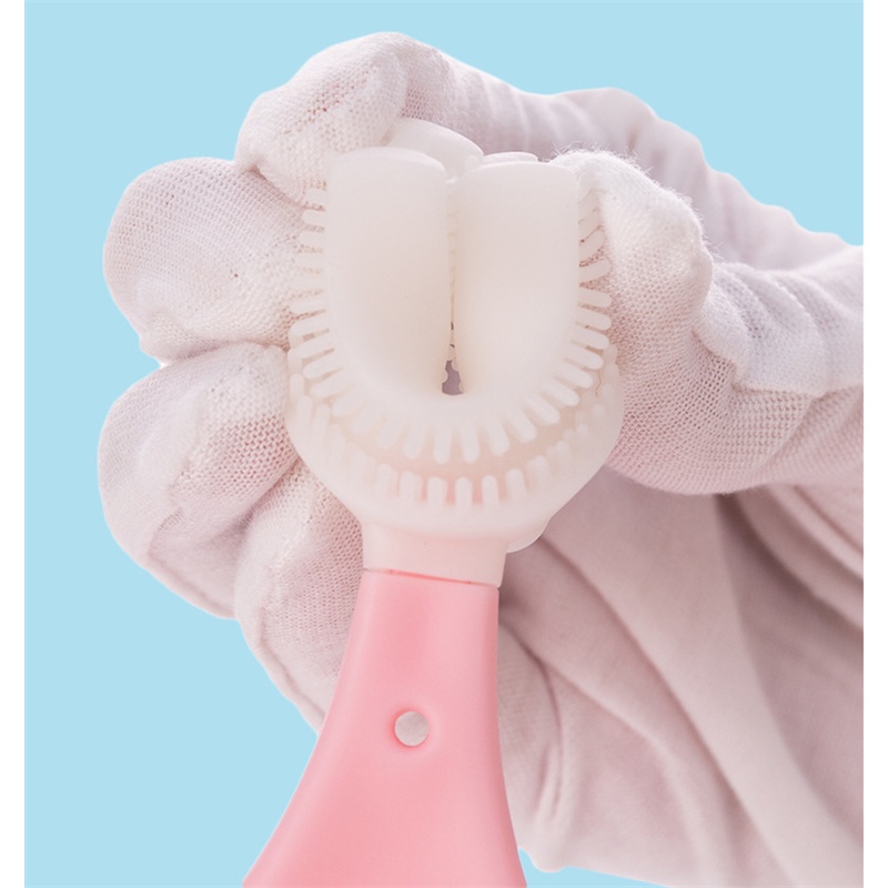 Bàn Chải Đánh Răng Silicone Hình Chữ U Xoay 360 Độ Cho Bé Từ 2-12 Tuổi