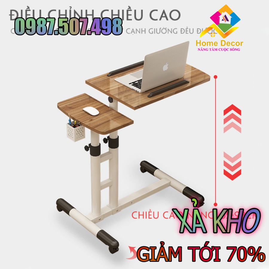 Bàn làm việc thông minh nâng hạ chiều cao có bánh xe di động phù hợp mọi lứa tuổi - bàn gỗ gấp gọn chân sắt