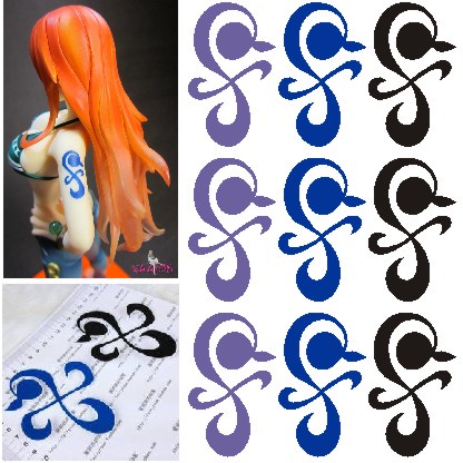 Miếng Dán Hình Xăm Tùy Chỉnh Chống Thấm Nước Hình One Piece Nami 55