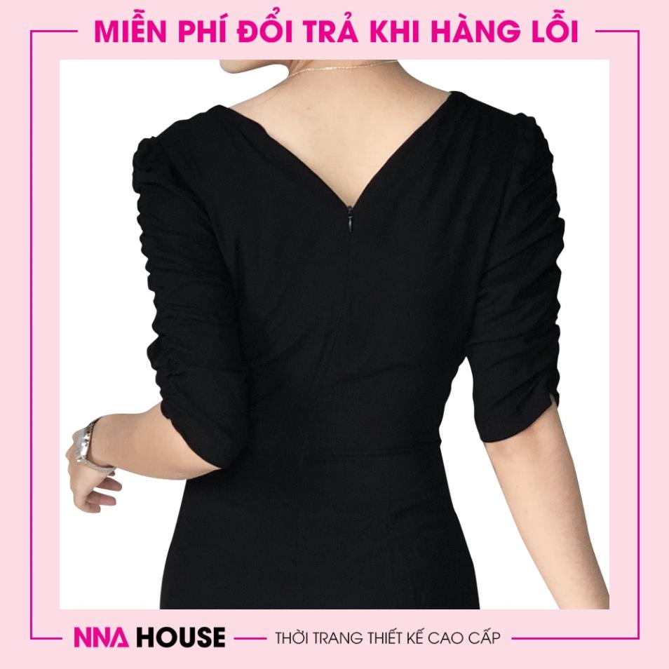 Váy Hàn Quốc tay dúm bèo cổ xẻ - Váy babydoll dáng ngắn, đầm dự tiệc babydoll NNAHOUSE Mã NA224 | BigBuy360 - bigbuy360.vn