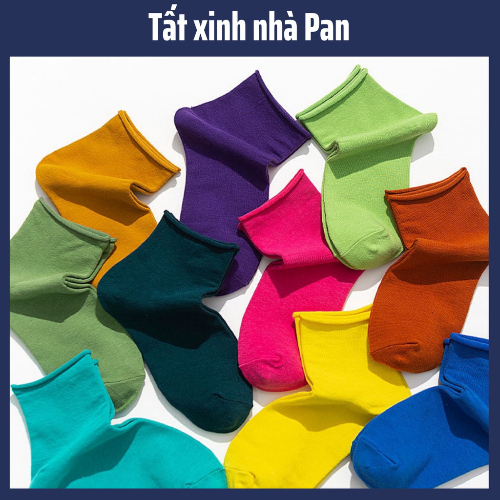 Tất Trơn Cao Cổ Hàn Quốc cotton cổ cuốn nhiều màu PAN08
