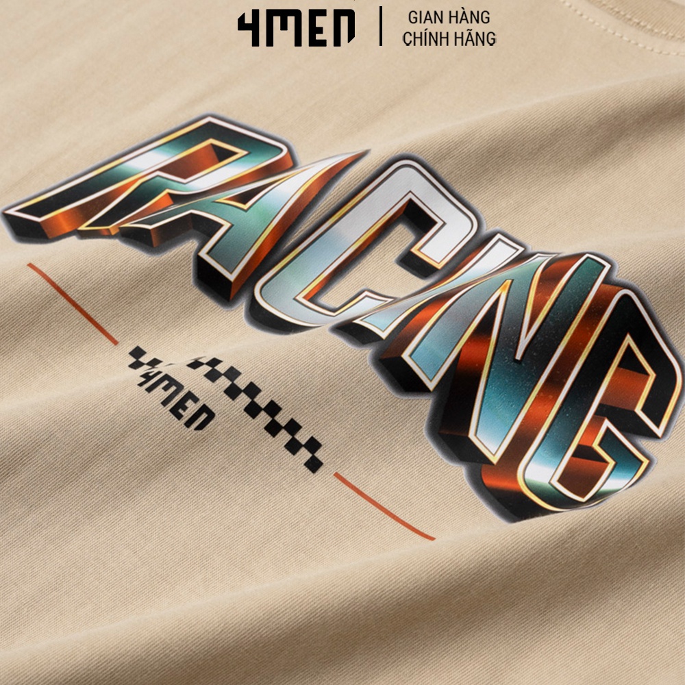 Áo Thun Nam 4MEN AT084 in Racing thiết kế cổ tròn, tay ngắn basic, vải cotton mềm mại, thoáng mát, co giãn thoải mái
