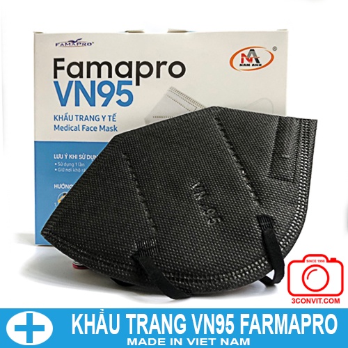 Hộp 10 Khẩu trang 3D kháng khuẩn VN95 Famapro  Chuẩn N95