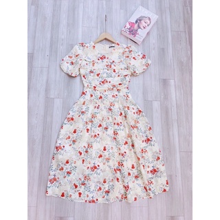 Váy hoa 2 lớp dập ly ngực