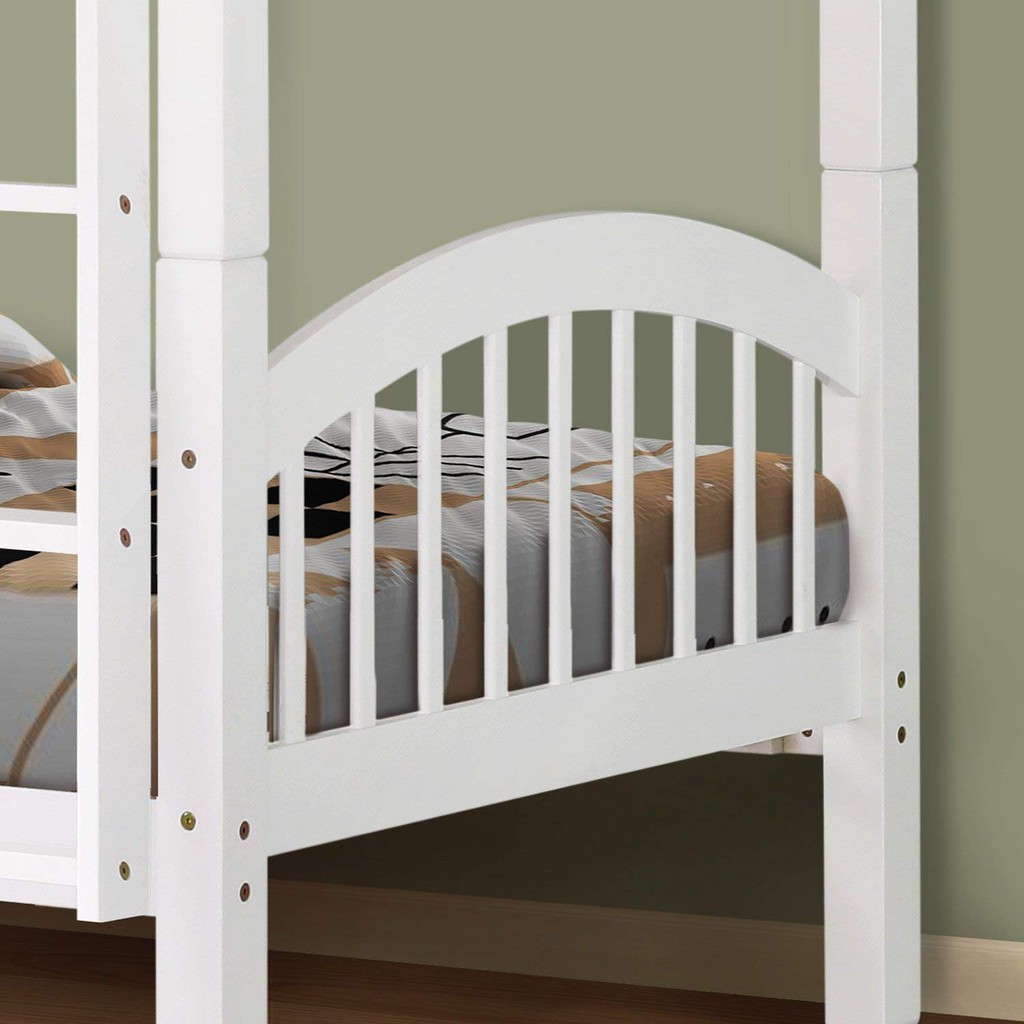 Giường 2 Tầng 1m/1m - Trắng Gỗ Thông Tự Nhiên Có Ngăn Kéo