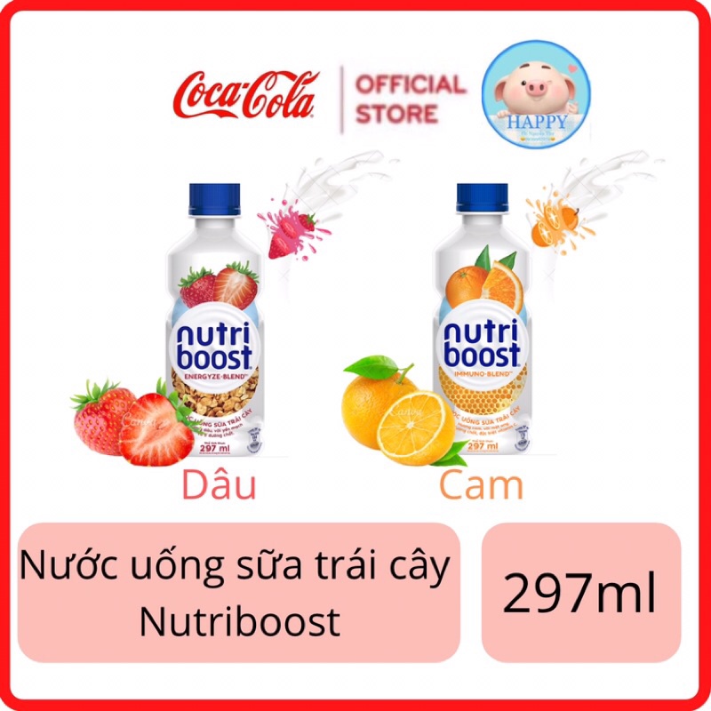 Nước uống sữa trái cây Nutriboost vị dâu/cam chai 297ml