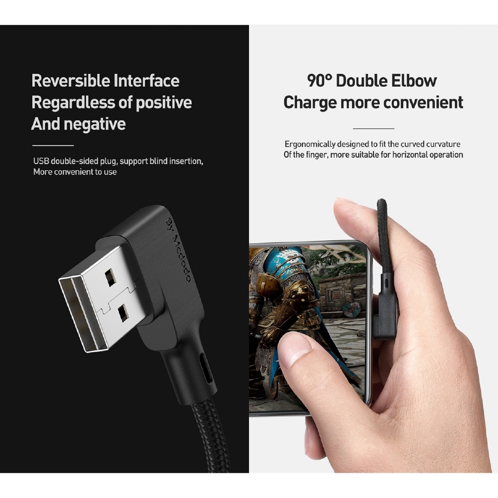 Cáp sạc điện thoại di động trên xe hơi bẻ góc 90 độ 3A Type C QC4.0