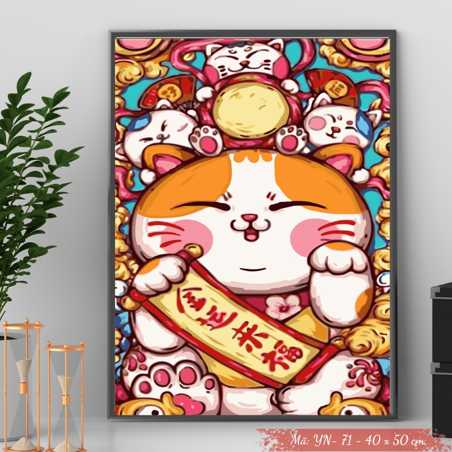 Tranh Sơn Dầu Số Hóa Tự Tô Màu Theo Số Mẫu Động Vật - YN71 Kèm Màu Acrylic Kích Thước 40x50cm