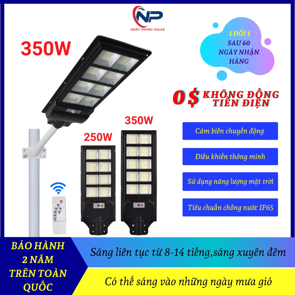 Đèn năng lượng măt trời, đèn led liền thể 200W,300W,400W,500W cảm biến chuyển động, BH 2 năm