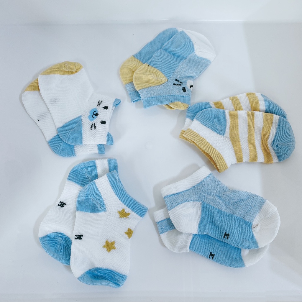 Set 5 đôi tất Mèo Kid's Socks Robibabi, chất cotton Hàn Quốc mềm mịn an toàn cho trẻ sơ sinh Mozio store