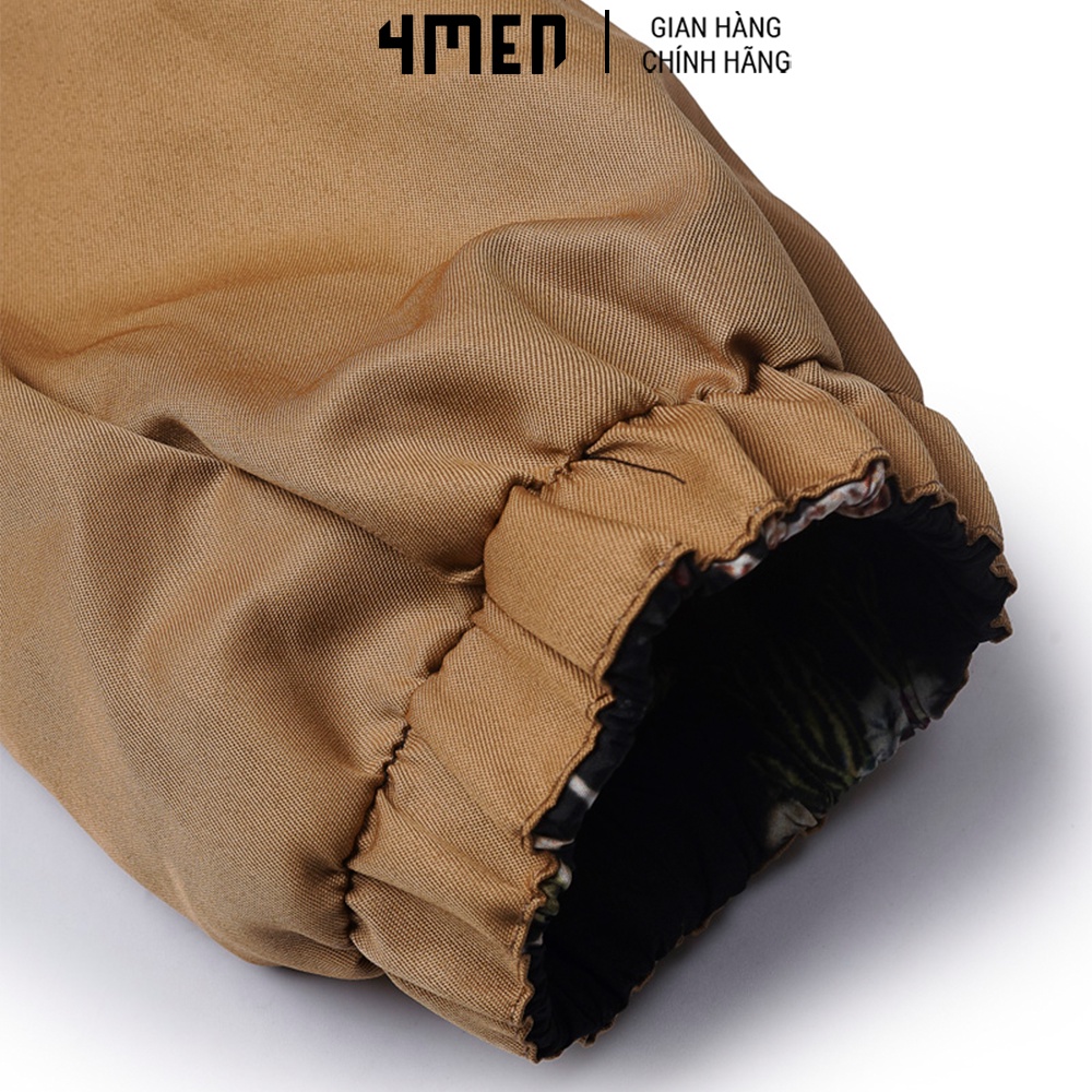 Áo khoác dù nam có nón 4MEN AK029 vải dù nhẹ bền, may 2 lớp dày dặn, họa tiết trẻ trung, khóa kéo tiện dụng