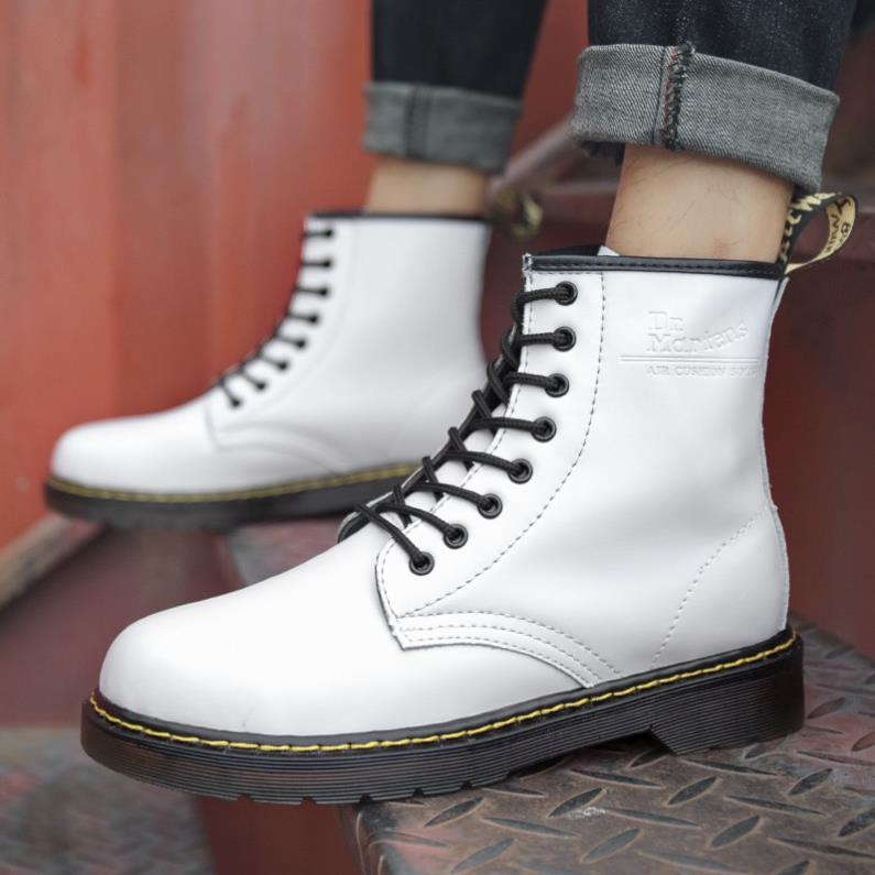 Giày bốt kiểu cao bồi Dr. Martens1460 màu trắng thời trang phong cách retro dành cho nam và nữ [Sale]