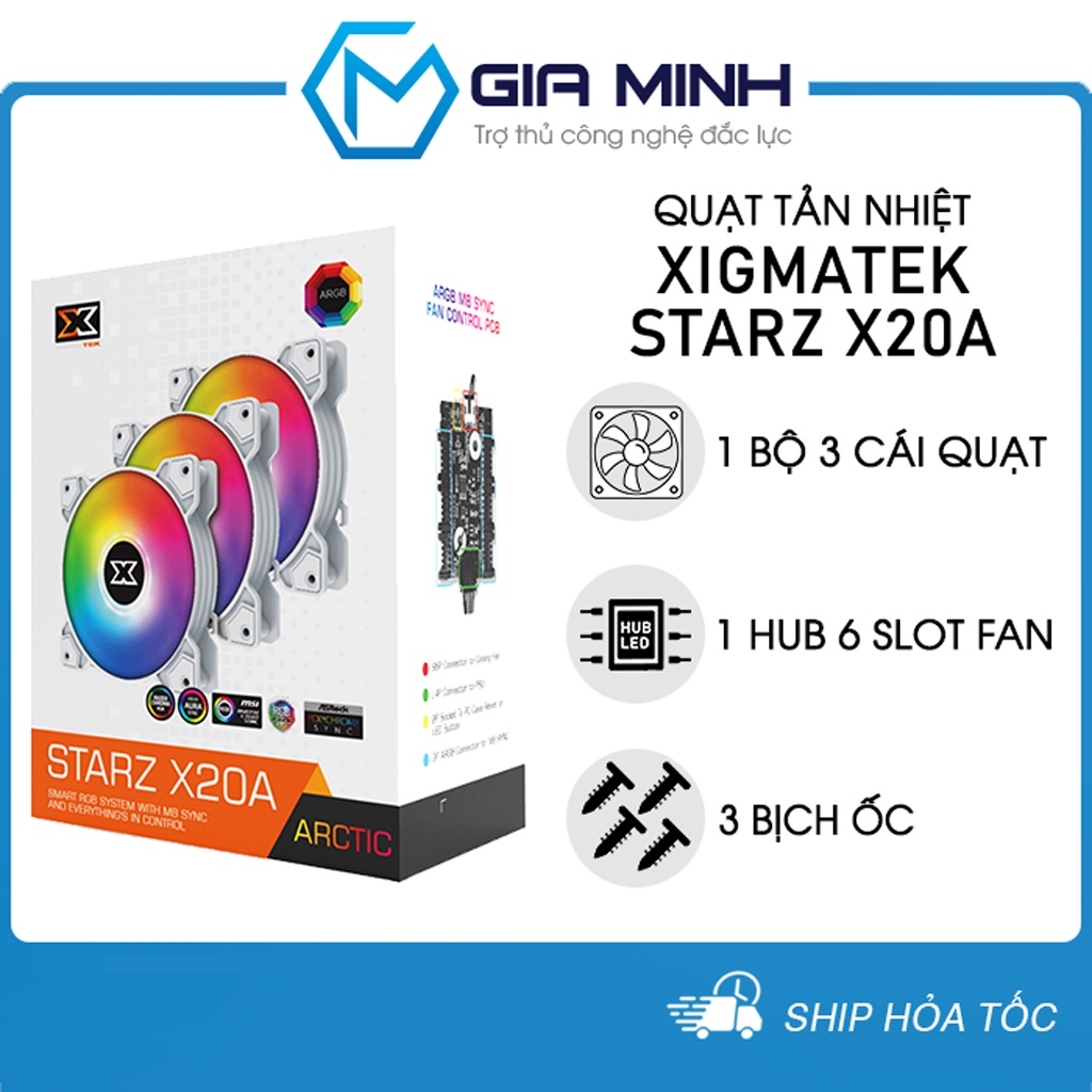 Quạt Tản Nhiệt Xigmatek STARZ X20A  Arctic White Led ARGB
