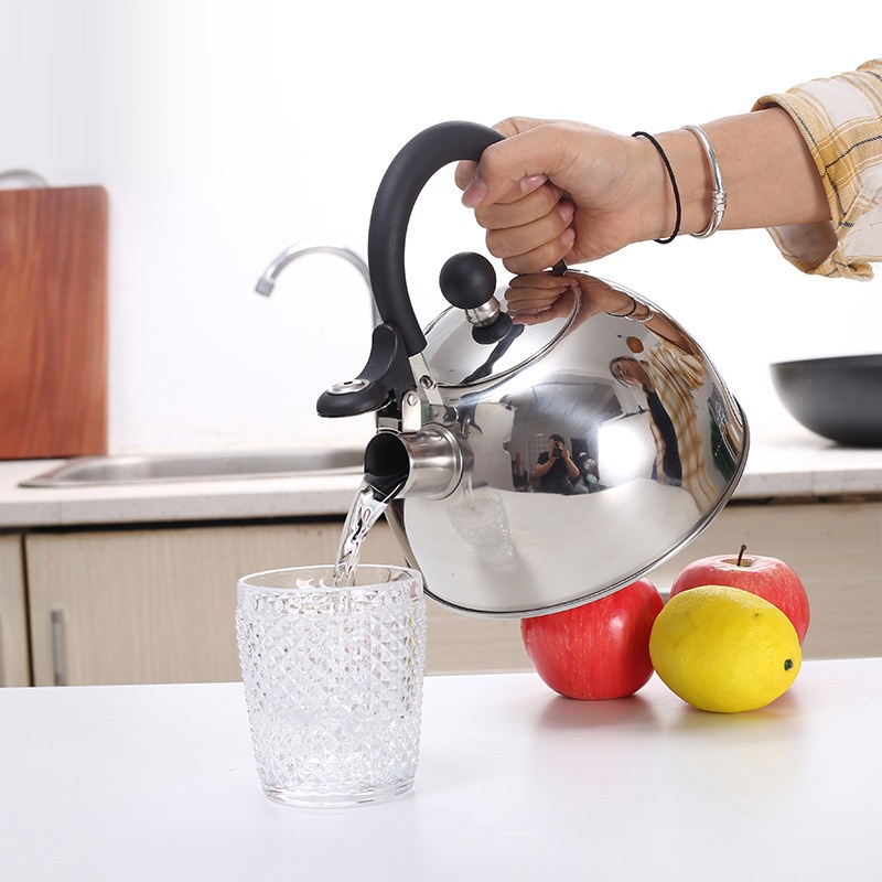 Ấm Đun Nước Inox thể tích 3L Giá Rẻ. Có Tay Cầm Cách Nhiệt, Vòi Chống Tràn