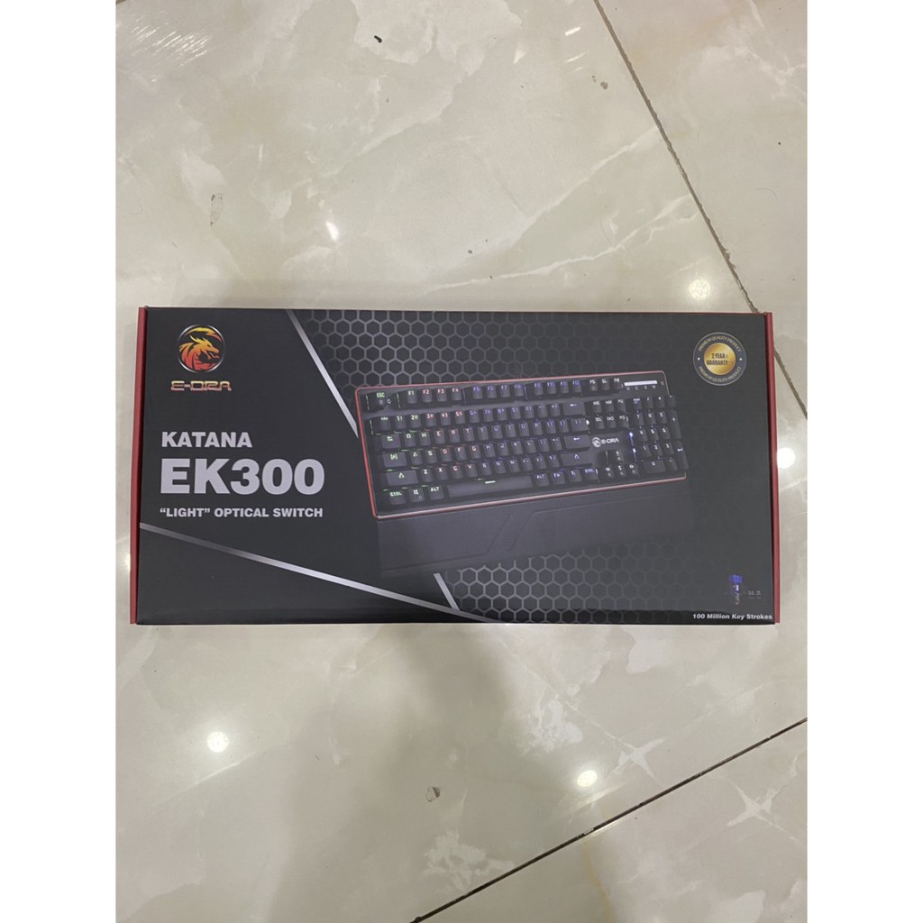 Bàn phím cơ quang học E-Dra EK300 - Switch quang chống nước, LED Rainbow, kê tay - Bảo hành chính hãng 24 tháng
