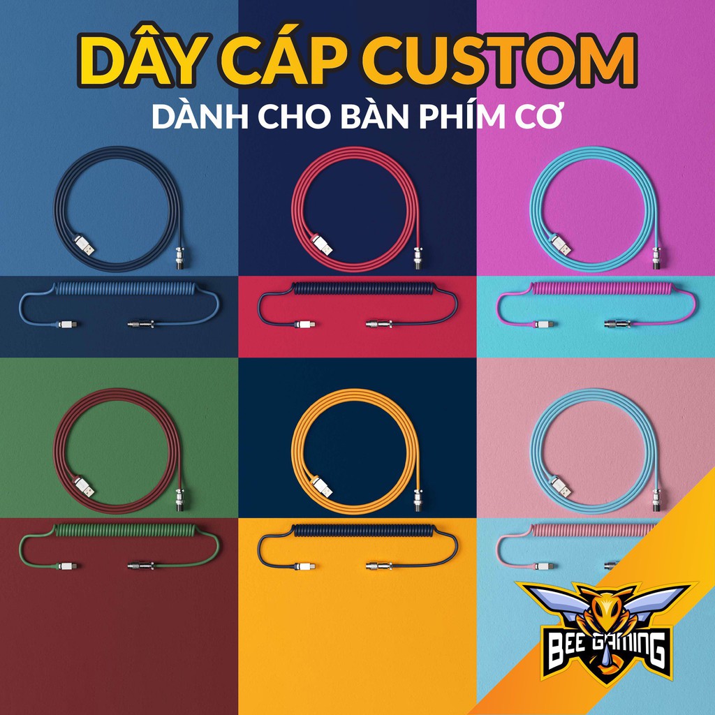 [Mã SKAMSALE03 giảm 10% đơn 200k] Dây cáp custom AKKO dành cho phím cơ - dạng xoắn | USB Type C - Type A