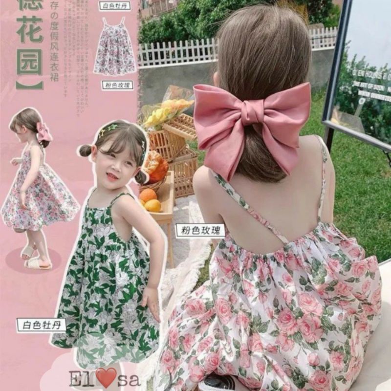 Váy 2 dây mùa hè cho bé / Đầm 2 dây họa tiết hoa lá dễ thương bé gái