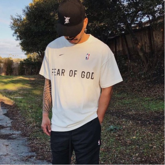 Áo thun tay lỡ Fear of God x NBA, áo phông N i ke FOG, áo thun unisex