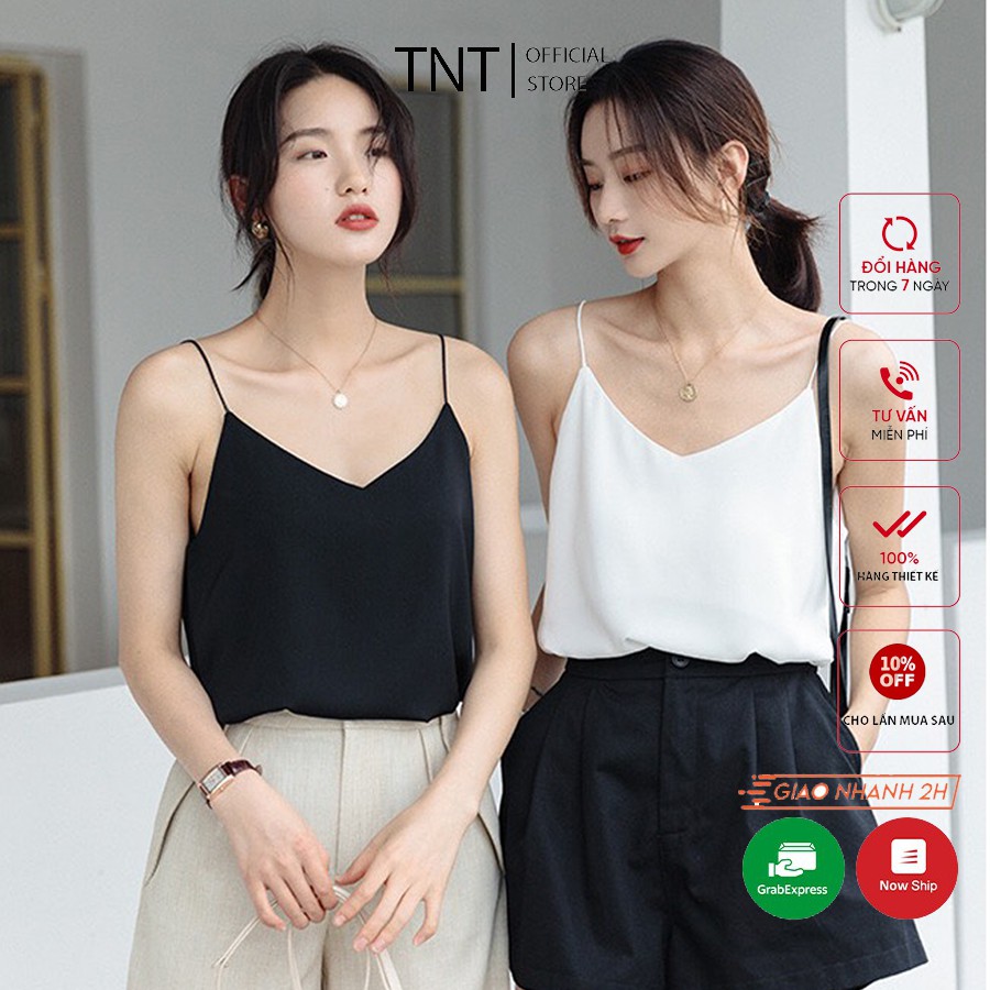 Áo hai dây TNT, áo 2 dây nữ chất lụa cao cấp hàng thiết kế sang xịn mịn