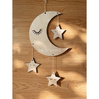 Bộ trăng sao Chúc bé ngủ ngon decor bằng gỗ