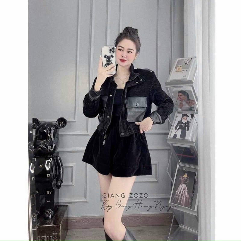 bán sỉ áo khoác nhung túi da cao cấp