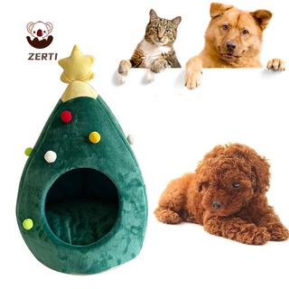 Zerti Christmas Tree Elk Pet House Semi Closed Soft Kitty House Kennel thumbnail