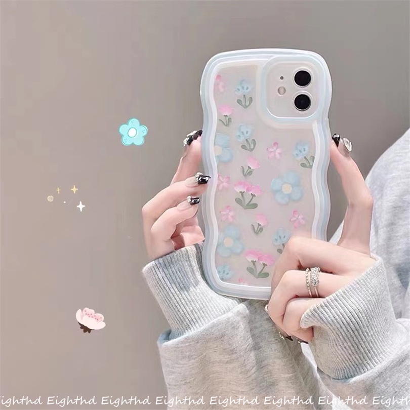 Ốp Điện Thoại Silicon Mềm Chống Sốc Họa Tiết Hoa Viền Lượn Sóng Cho iPhone 13 12 11 Pro Max X XR Xs Max 6 7 8 Plus