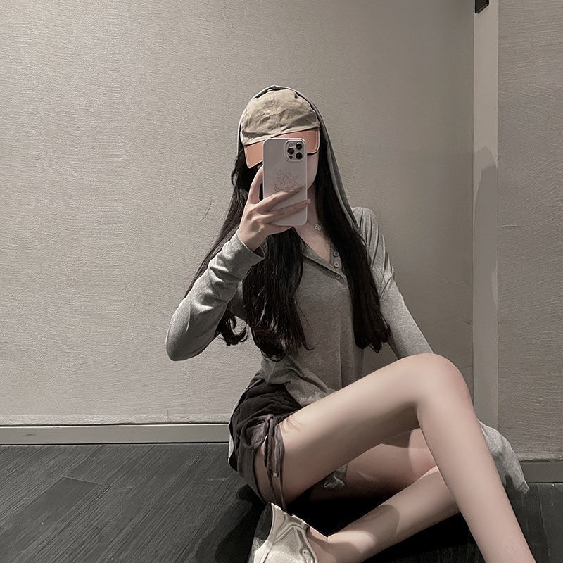 COZOK Bộ Áo Hoodie Dáng Ngắn + Quần Short Thời Trang Cho Nữ