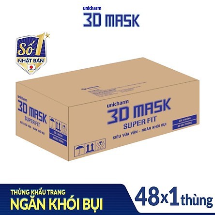 [GIÁ SỈ THÙNG 48 GÓI] Khẩu trang ngăn khói bụi Unicharm 3D Mask Super Fit gói/5 cái