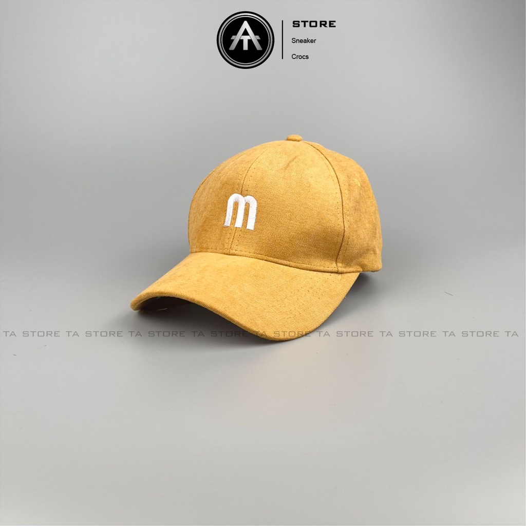 Mũ lưỡi trai thêu chữ M chất nhung cao cấp