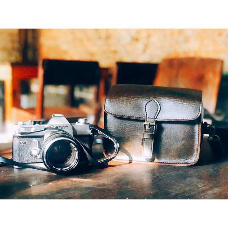 Túi máy ảnh chống sốc size s vintage màu nâu sáng và nâu cho co nhỏ gọn xinh