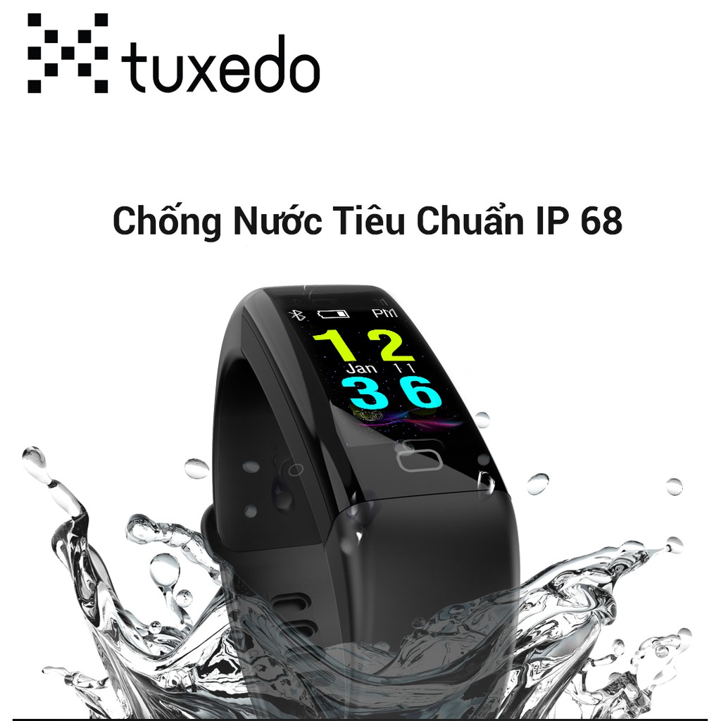 Đồng hồ thông minh đo sức khỏe Tuxedo F07, hiển thị nội dung tin nhắn, đồng hồ, báo thức..