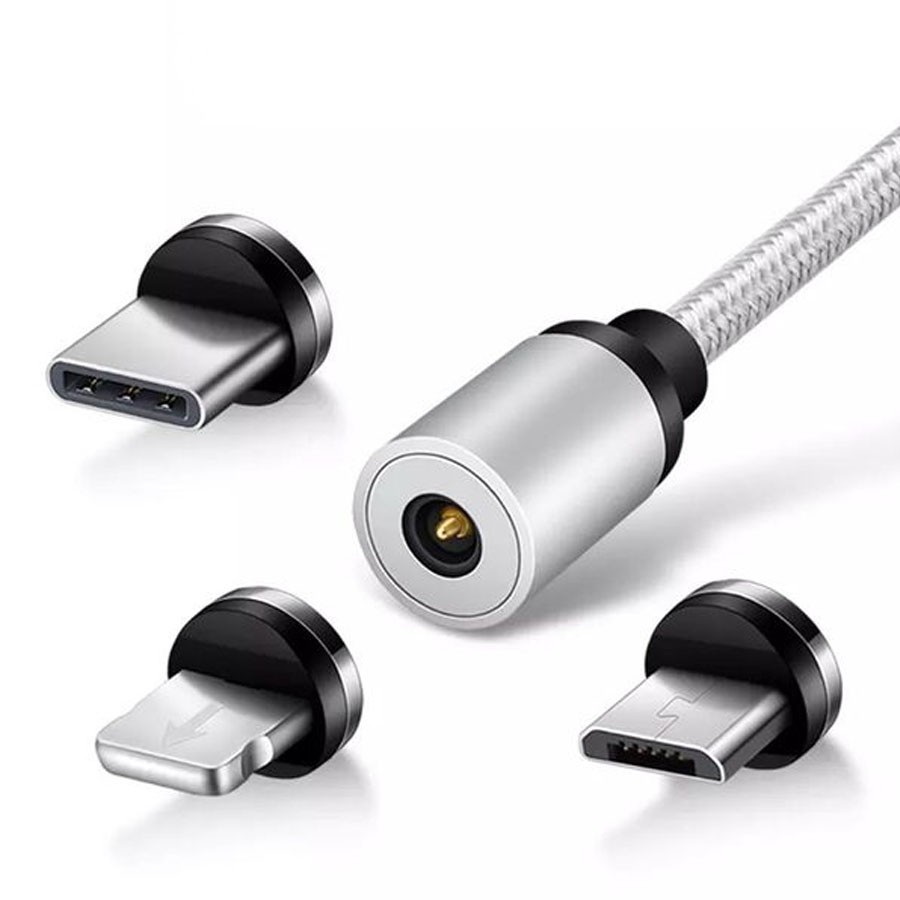 Dây sạc nam châm 3 đầu cổng type C/ micro USB/ lightning