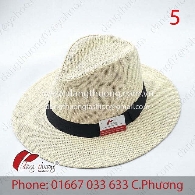 Mũ nón phớt cói Fedora N 1402_Kem