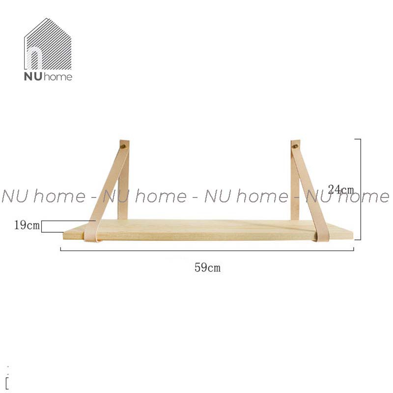 nuhome.vn | Kệ treo tường đơn giản, kệ dây treo bằng da decor trang trí độc đáo