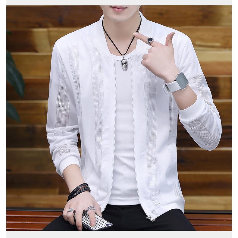 Áo khoác chống nắng chống tia cực tím vải lụa lạnh phối lưới siêu mỏng thoáng khí thời trang cho nam và nữ khi câu cá